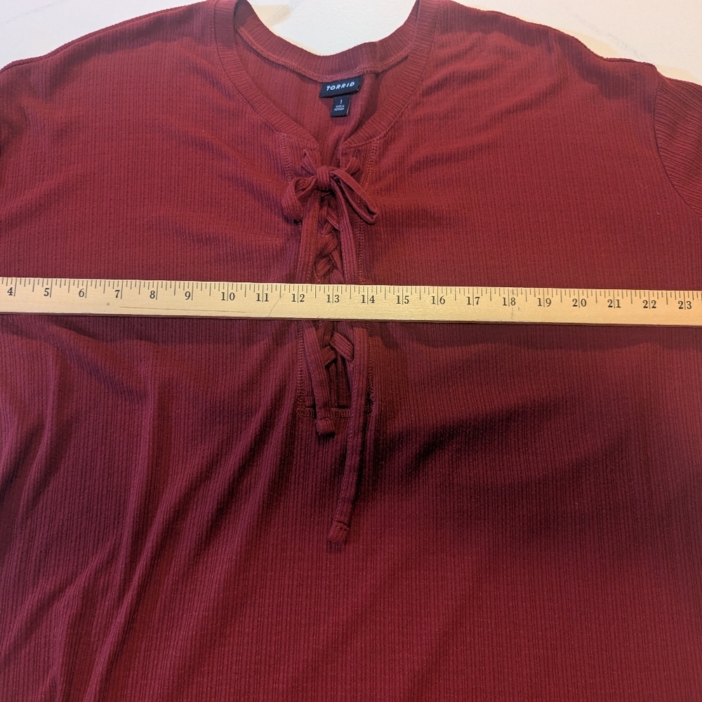 Torrid Women's Ribbed Burgundy Top - Picture 7 of 8
